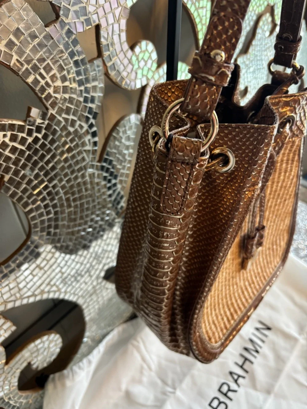 Brahmin bucket shoulder